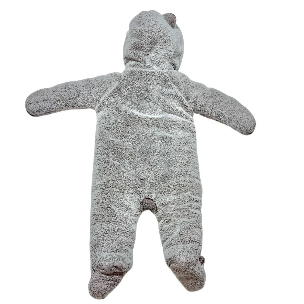 Koala Baby 1-Piece Plush Hooded Winter Body Suit 6-9 M Gray Bear Used